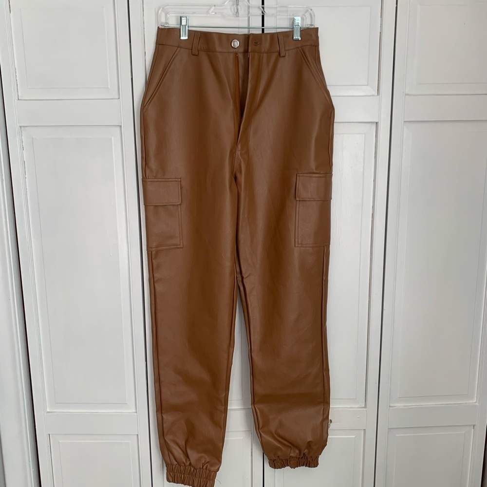 Women’s Missguided tall brown faux leather pants